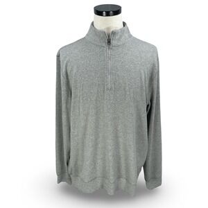 Faherty Mens XL Gray Textured Organic Cotton Blend Quarter Zip Pullover Sweater